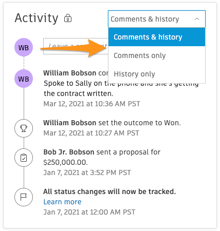 How to use the Activity log – BuildingConnected (us)