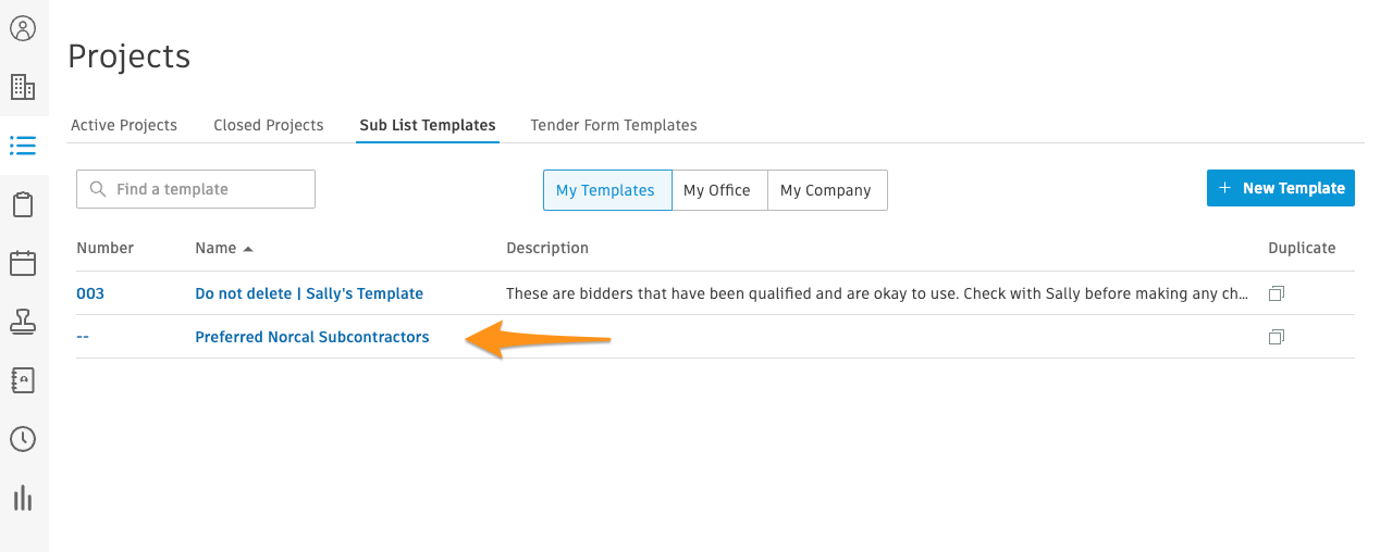 How to edit sub list templates information – BuildingConnected (au)