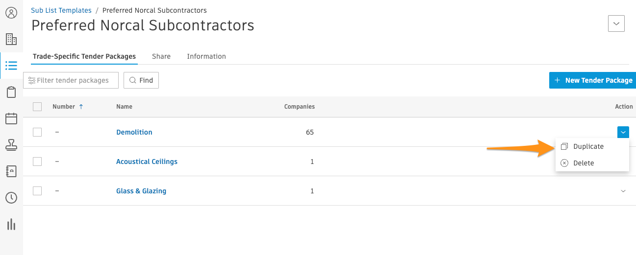 How To Add Tender Packages To Sub List Templates – BuildingConnected (nz)